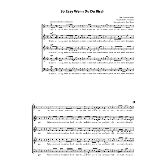 So Easy Wenn Du Da Bisch - Chor-Arrangement